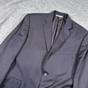 Burberry London Blazer Mens 44R Black Super 100s Wool Made USA 2 Button Jacket